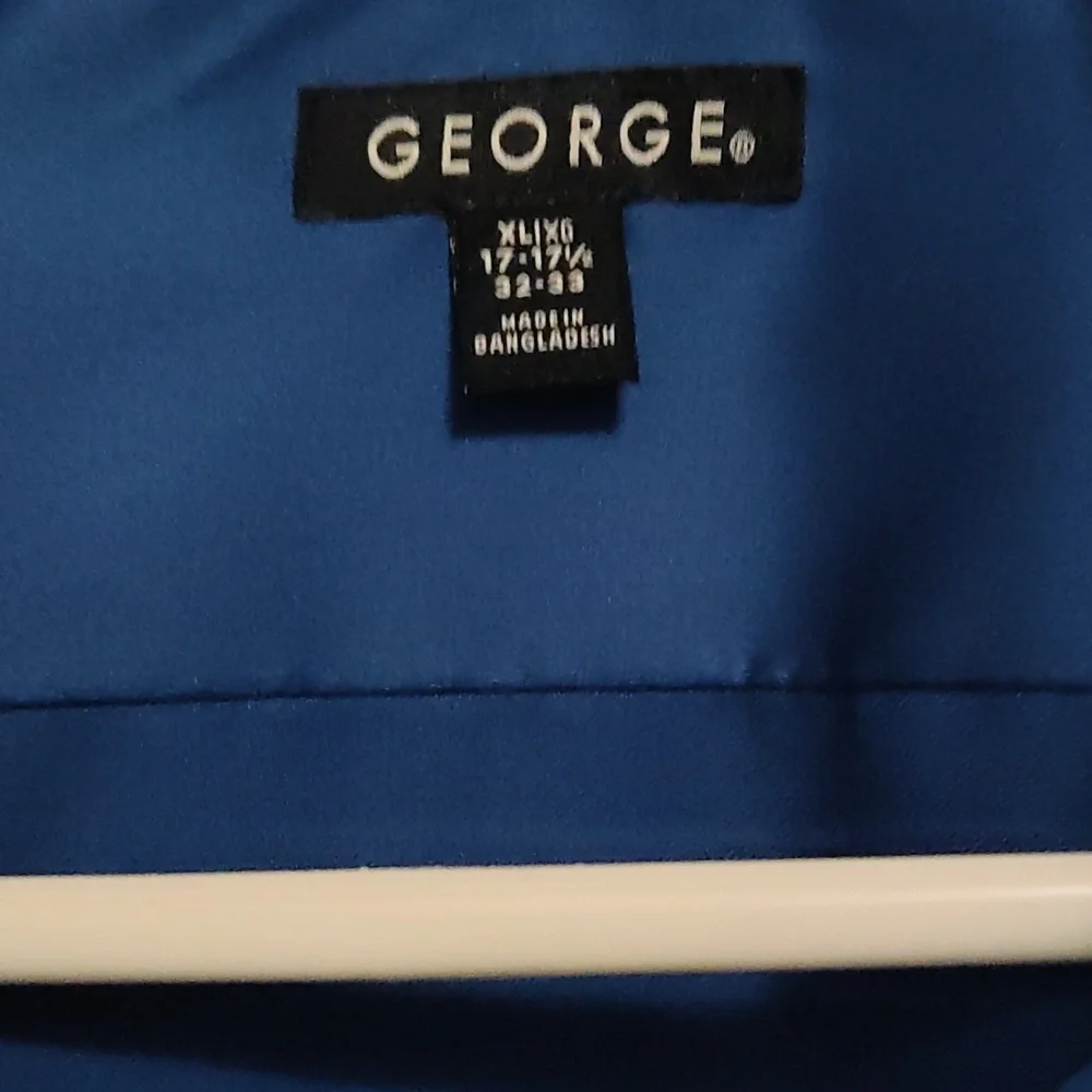 Mens George Blue Silky/Satin like Shirt - Picture 2 of 5